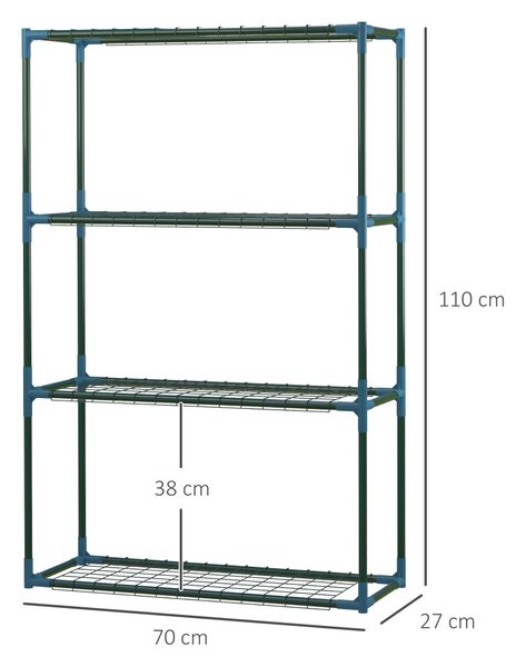 Set de 2 rafturi pentru flori, etajeră pentru plante cu 4 niveluri, oțel, verde, 70 x 27 x 110 cm