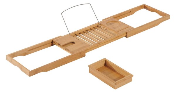 Tavă de baie din bambus, cu lățime reglabilă, 70-105 x 22 x 5cm