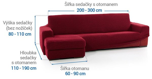 Huse care se întind foarte bine NIAGARA bordo canapea cu otoman stânga (l. 200 - 300 cm)