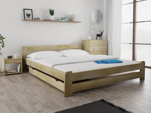 Pat Laura 120 x 200 cm, pin Saltele: Fara saltea, Somiera pat: Cu lamele drepte