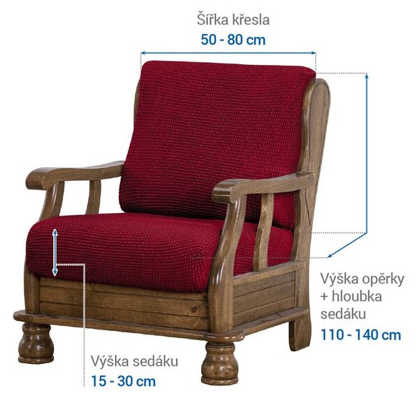 Huse care se întind foarte bine NIAGARA bordo fotoliu cu manere de lemn (l. 50 - 80 cm)