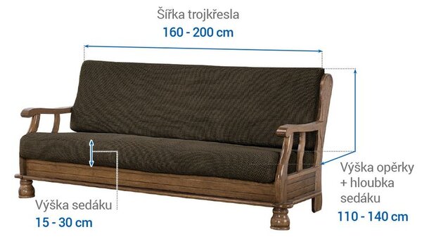 Huse care se întind foarte bine NIAGARA tutunului 3fotoliu cu manere de lemn (l. 160 - 200 cm)
