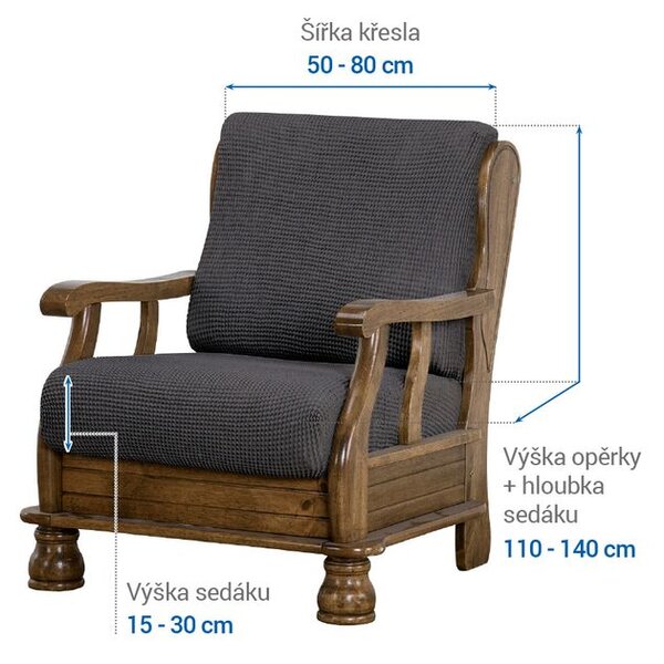 Huse care se întind foarte bine NIAGARA antracit fotoliu cu manere de lemn (l. 50 - 80 cm)