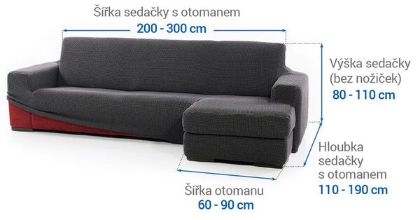 Huse care se întind foarte bine NIAGARA antracit canapea cu otoman dreapta (l. 200 - 300 cm)