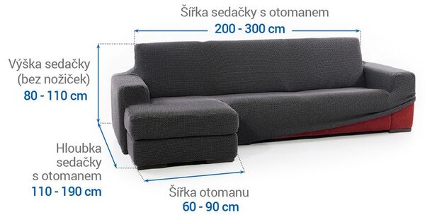 Huse care se întind foarte bine NIAGARA antracit canapea cu otoman stânga (l. 200 - 300 cm)