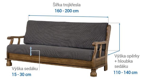 Huse care se întind foarte bine NIAGARA antracit 3fotoliu cu manere de lemn (l. 160 - 200 cm)