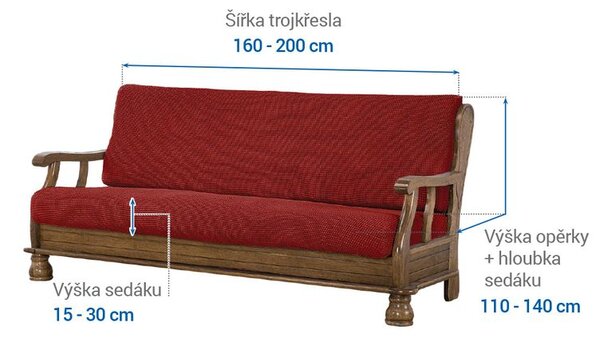 Huse care se întind foarte bine NIAGARA cărămizii 3fotoliu cu manere de lemn (l. 160 - 200 cm)