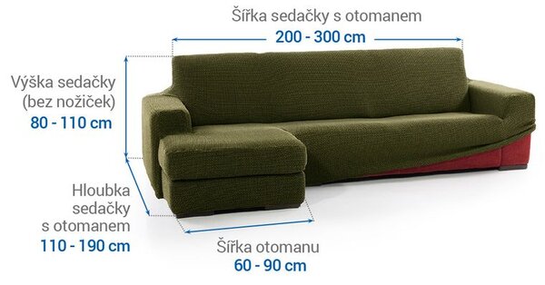 Huse care se întind foarte bine NIAGARA verzi canapea cu otoman stânga (l. 200 - 300 cm)