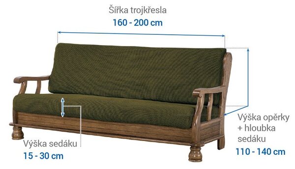 Huse care se întind foarte bine NIAGARA verzi 3fotoliu cu manere de lemn (l. 160 - 200 cm)