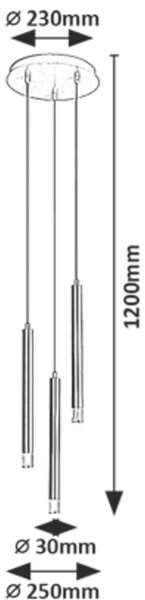 Rabalux Ramira lampă suspendată 3x5 W transparent-auriu 72359