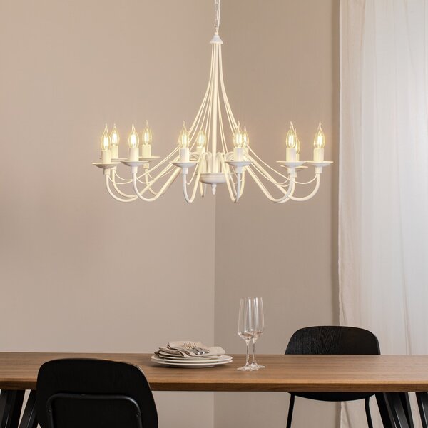 ALDEX Candelabru roz, alb, 12 becuri, metal, reglabil, Alb, Camera de zi / sufragerie, Metal