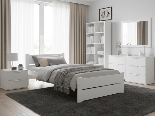 Pat de o persoana Culoare alb, IKAROS DOUBLE 90 x 200 cm Saltele: Fara saltea, Somiera pat: Fara somiera