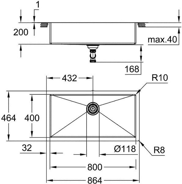 Grohe K700 chiuveta din otel 86.4x46.4 cm 31580SD1