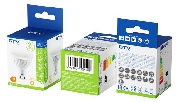 GTV bec cu led 1x7 W 3000 K GU10 LD-PC7510-30