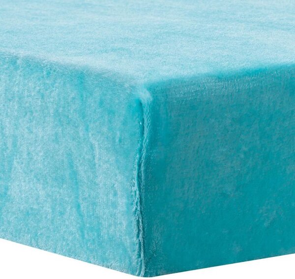 Cearceaf cu elastic din micropluş, turcoaz 90 x 200 cm