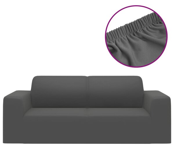 Husă elastică pentru canapea 2 locuri poliester jersey antracit