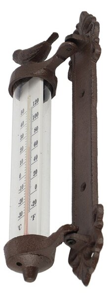Termometru cu păsări din fontă Esschert Design Bird, înlălțime 27,3 cm