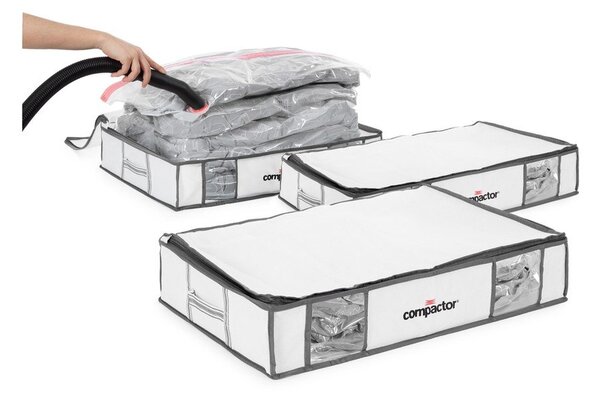 Cutii de depozitare pentru haine 3 buc. din material textil cu vacuum/cu pereți întăriți 45x65x15,5 cm Life – Compactor