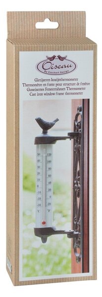 Termometru cu păsări din fontă Esschert Design Bird, înlălțime 27,3 cm