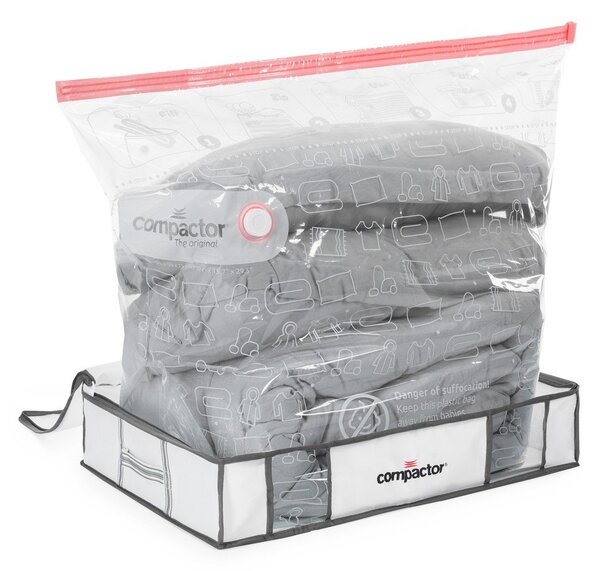 Cutii de depozitare pentru haine 3 buc. din material textil cu vacuum/cu pereți întăriți 45x65x15,5 cm Life – Compactor