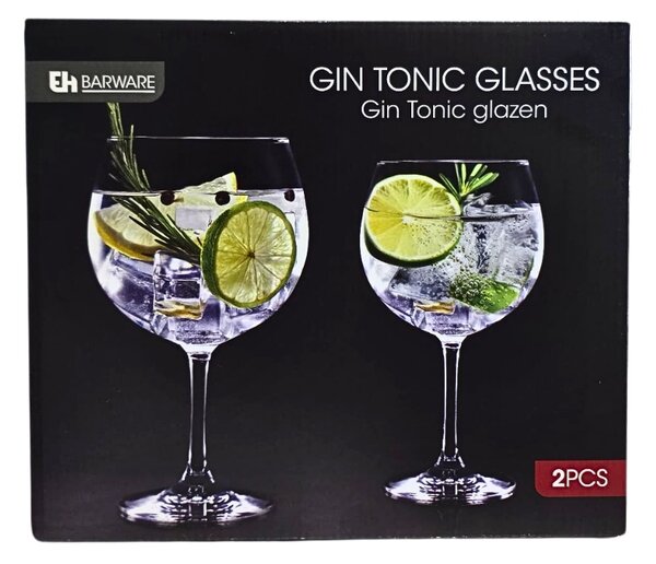 Set 2 pahare, cu picior, pentru gin, Excellent Houseware, 650 ml