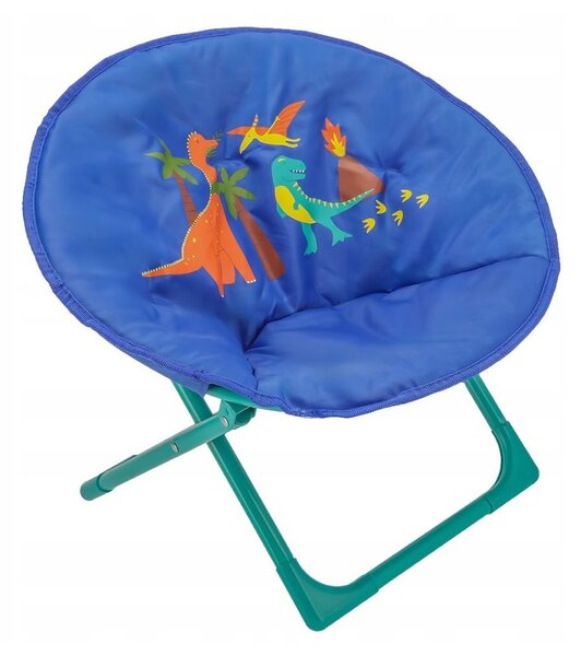 Scaun pliabil Jumi, pentru copii, 48x47 cm, motiv dinozaur, albastru-verde