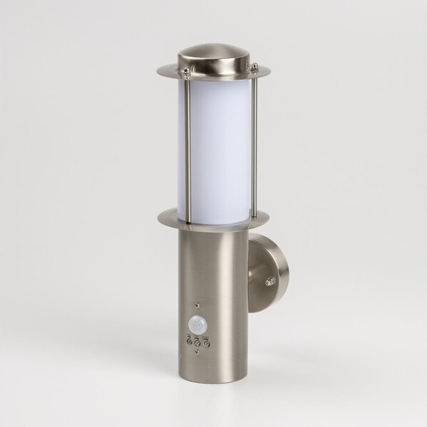 Aplica LED de perete pentru exterior cu senzor de mișcare 1xE27/4,9W/230V IP44 crom mat