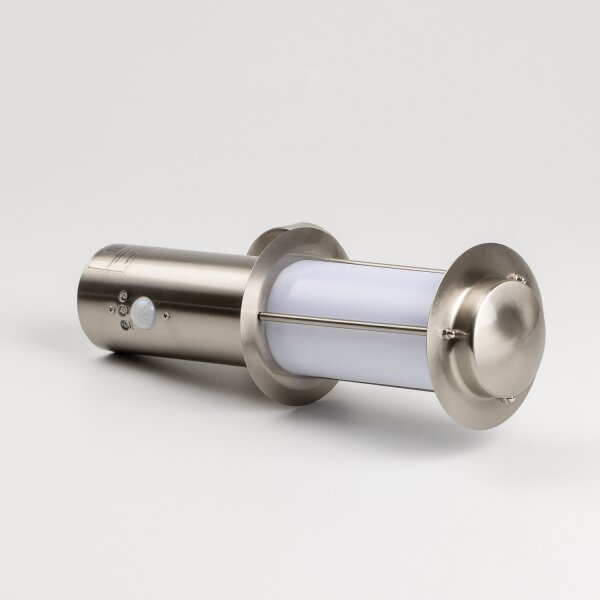 Aplica LED de perete pentru exterior cu senzor de mișcare 1xE27/4,9W/230V IP44 crom mat