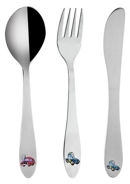 Set tacâmuri pentru copii din inox MAŞINUŢE