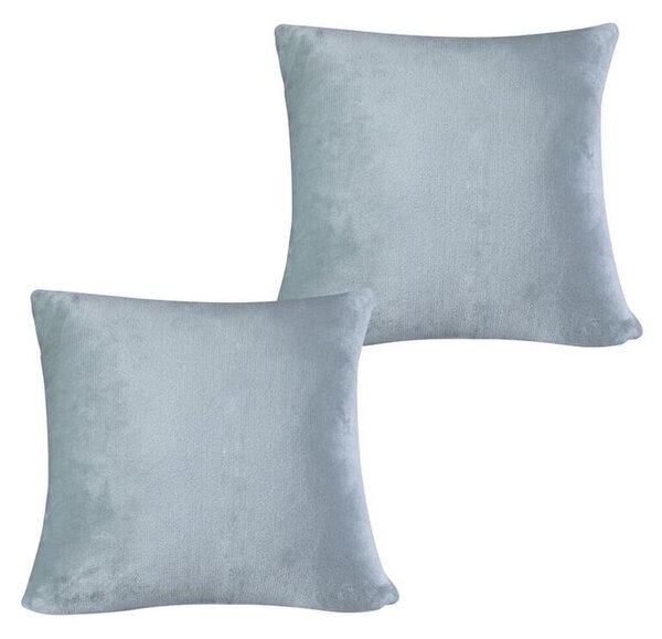 Set de 2 fețe pernuțe din micropluș gri 40 x 40 cm