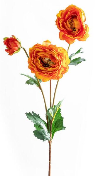 Floare RANUNCULUS ÎNFLORIT oranj, 66 cm, 3 ramuri
