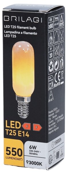 Bec LED cu filament T25 E14/6W/230V 3000K - Brilagi