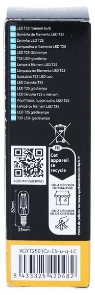 Bec LED cu filament T25 E14/6W/230V 3000K - Brilagi