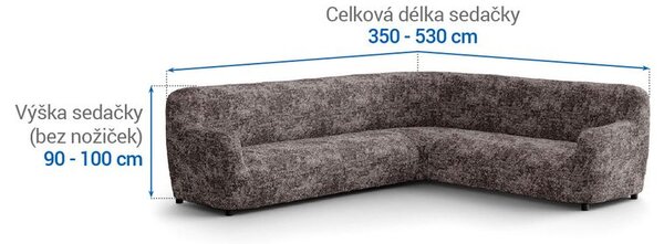 Huse bielastice MARMO maro colţar (l. 350 - 530 cm)