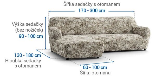 Huse bielastice MARMO bej canapea cu otoman stânga (l. 170 - 300 cm)