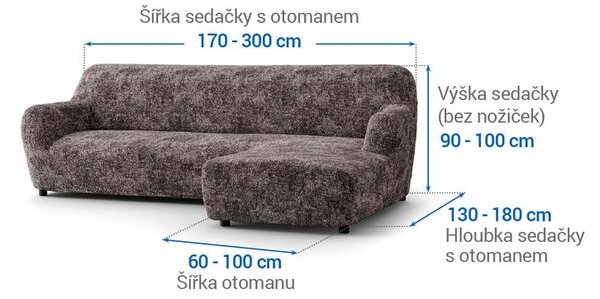 Huse bielastice MARMO maro canapea cu otoman dreapta (l. 170 - 300 cm)