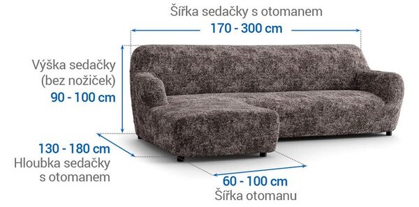 Huse bielastice MARMO maro canapea cu otoman stânga (l. 170 - 300 cm)