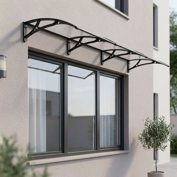 Copertină PRO 400x80 cm din aluminiu și plexiglas – Negru/Transparent