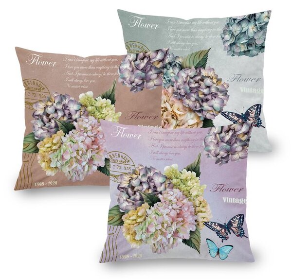 Set de 3 feţe pernuţe HORTENSII, 45 x 45 cm