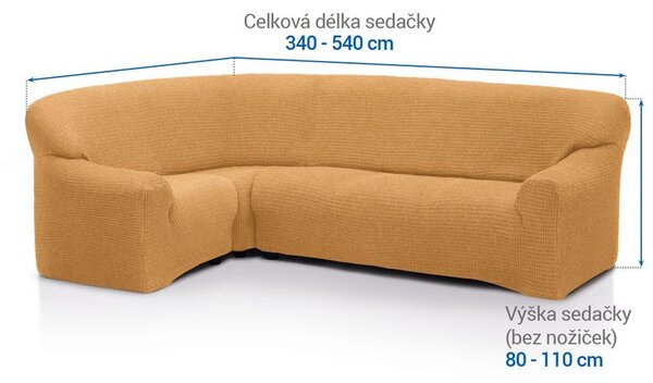 Huse super elastice RUBINIA aurii colţar (l. 340 - 540 cm)