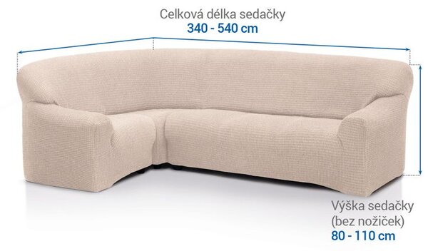Huse super elastice RUBINIA smântânii colţar (l. 340 - 540 cm)