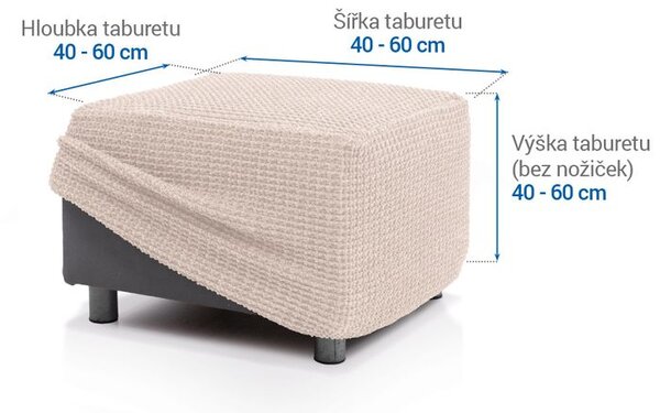Huse super elastice RUBINIA smântânii taburet (40 - 60 cm)