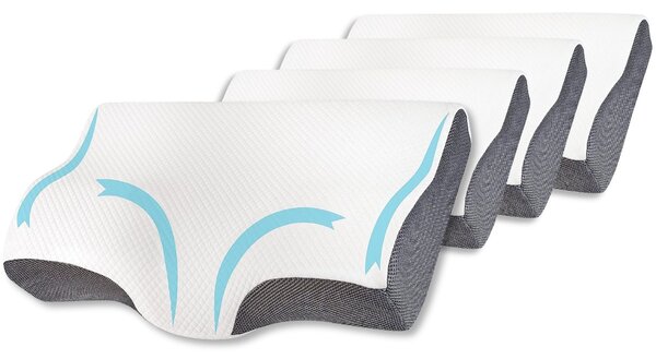 Set 4X perne cu suport pentru gat din spuma cu memorie Suporto®️ 60 x 34 x 11/7 cm cu perforatii