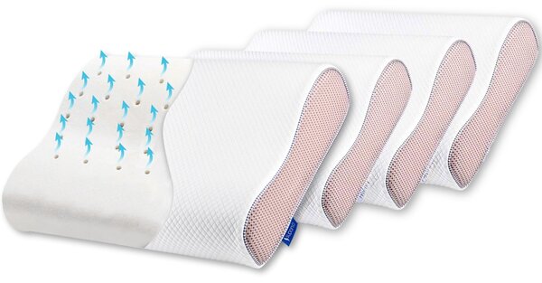 Set 4X perne ortopedice Suporto®️Nocturna, spuma cu memorie 55 x 35 x 11 cm cu perforatii
