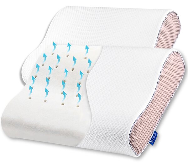 Set 2X perne ortopedice Suporto®️Nocturna, spuma cu memorie 55 x 35 x 11 cm cu perforatii