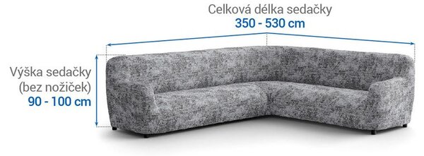 Huse bielastice MARMO gri colţar (l. 350 - 530 cm)