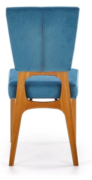 Scaun living Wenanty, albastru/stejar, stofa clasica/lemn masiv, 43X56X91 CM