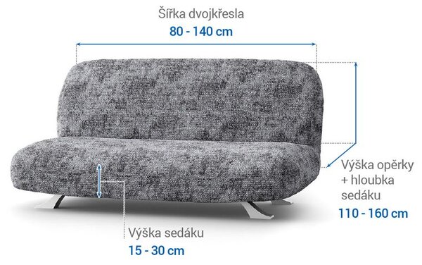 Huse bielastice MARMO gri 2fotoliu cu manere de lemn (l. 80 -140 cm)