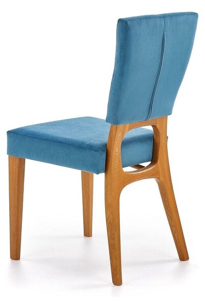 Scaun living Wenanty, albastru/stejar, stofa clasica/lemn masiv, 43X56X91 CM