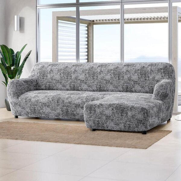 Huse bielastice MARMO gri canapea cu otoman dreapta (l. 170 - 300 cm)
